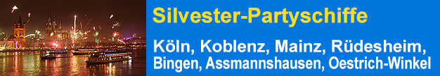 Silvester-Partyschiffe Kln, Koblenz, Mainz, Rdesheim, Bingen, Assmannshausen, Oestrich-Winkel, Rheinschifffahrt